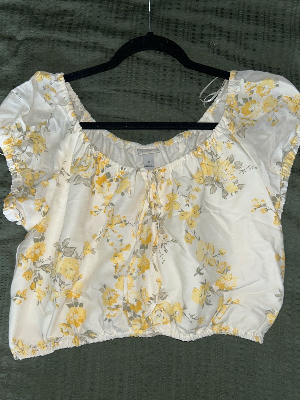 a new day White Floral Square-Neck Blouse with Yellow & Gray Print